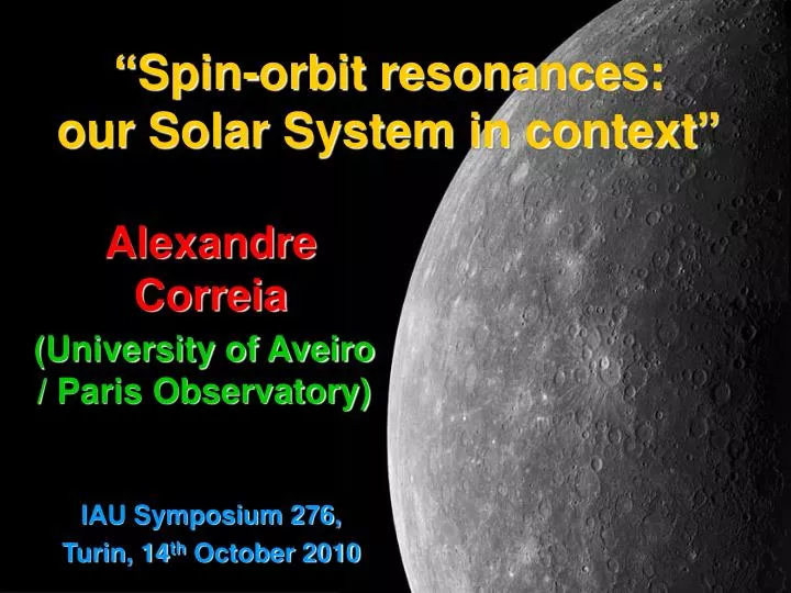 spin orbit resonances our solar system in context