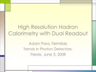 High Resolution Hadron Calorimetry with Dual Readout