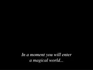 In a moment you will enter a magical world ...