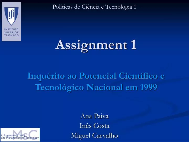 assignment 1 inqu rito ao potencial cient fico e tecnol gico nacional em 1999