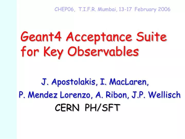 geant4 acceptance suite for key observables