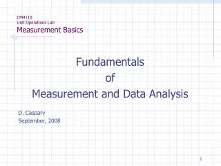 CM4110 Unit Operations Lab Measurement Basics