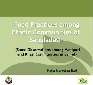 Food Practices among Ethnic Communities of Bangladesh