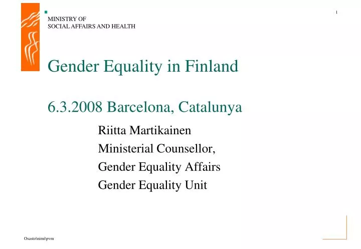 gender equality in finland 6 3 2008 barcelona catalunya
