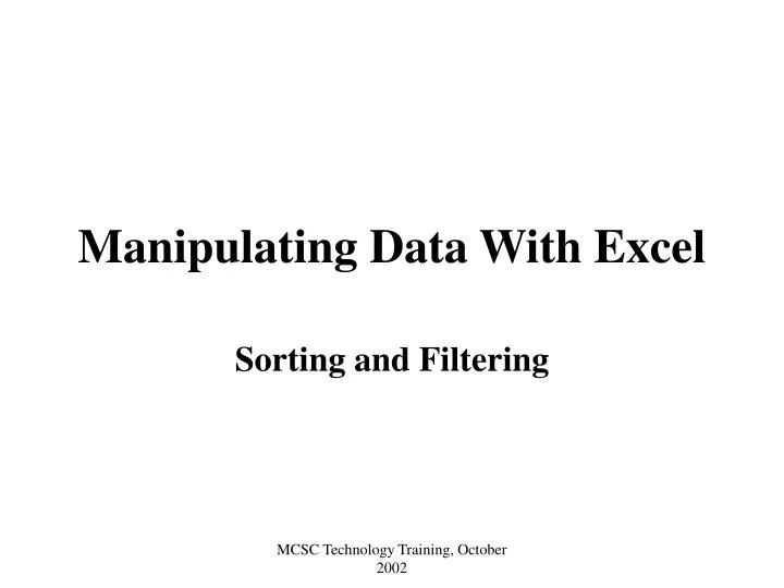 manipulating data with excel