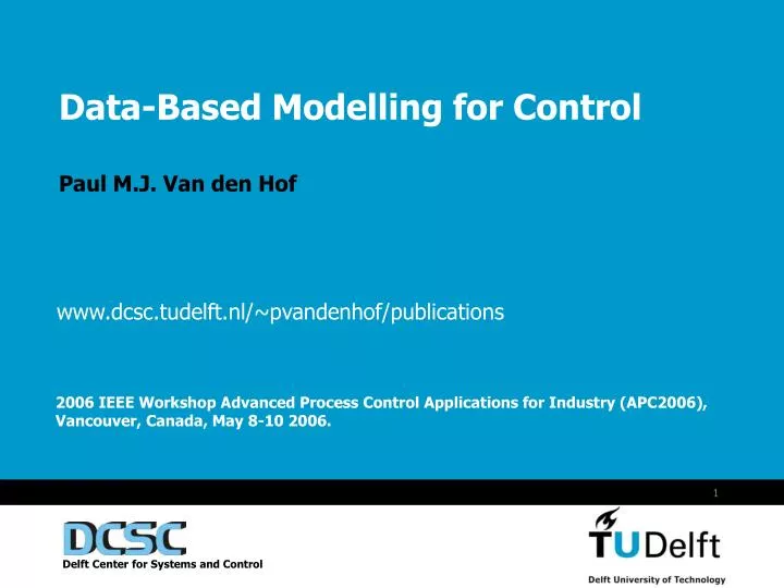 data based modelling for control