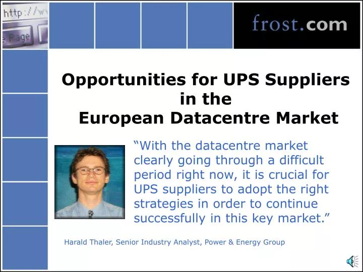 opportunities for ups suppliers in the european datacentre market