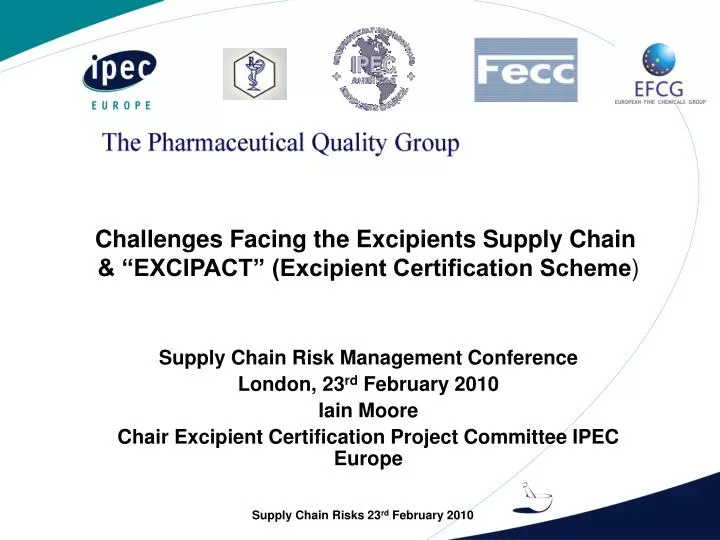 challenges facing the excipients supply chain excipact excipient certification scheme