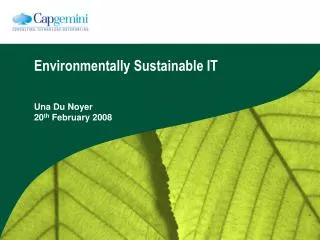 Environmentally Sustainable IT