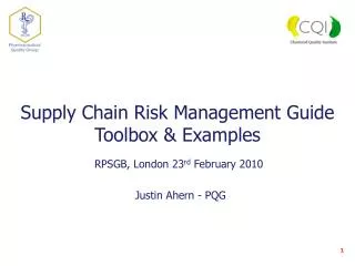 supply chain risk management guide toolbox examples