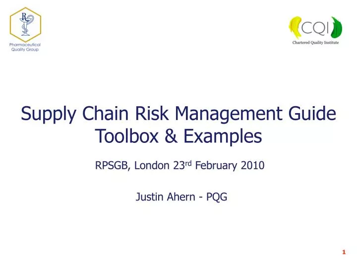 supply chain risk management guide toolbox examples