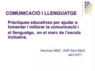 comunicaci i llenguatge