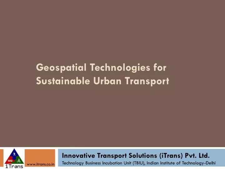 geospatial technologies for sustainable urban transport