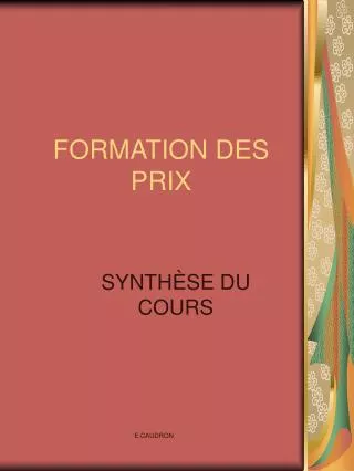 formation des prix