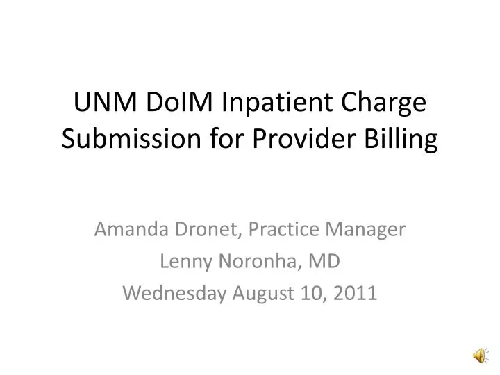 unm doim inpatient charge submission for provider billing