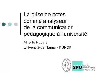 la prise de notes comme analyseur de la communication p dagogique l universit