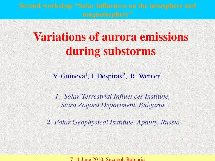 variations of aurora emissions during substorms
