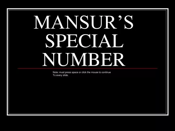 mansur s special number
