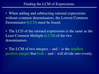 Finding the LCM of Expressions