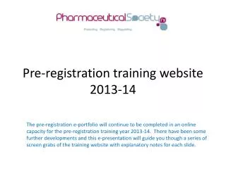Pre-registration training website 2013-14