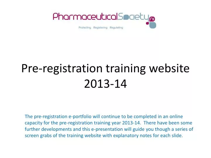 pre registration training website 2013 14