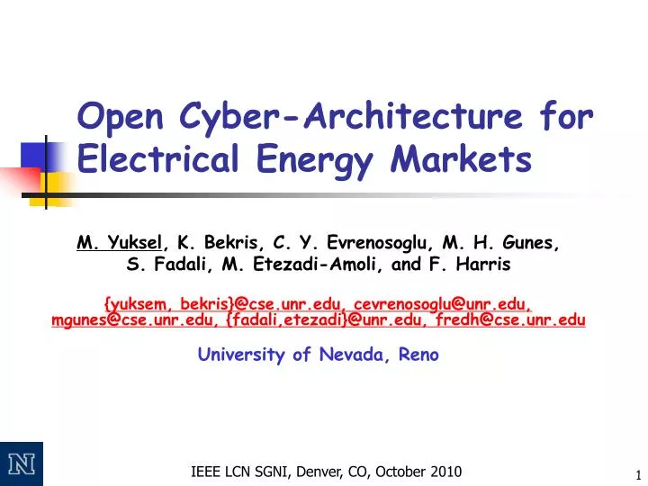 open cyber architecture for electrical energy markets