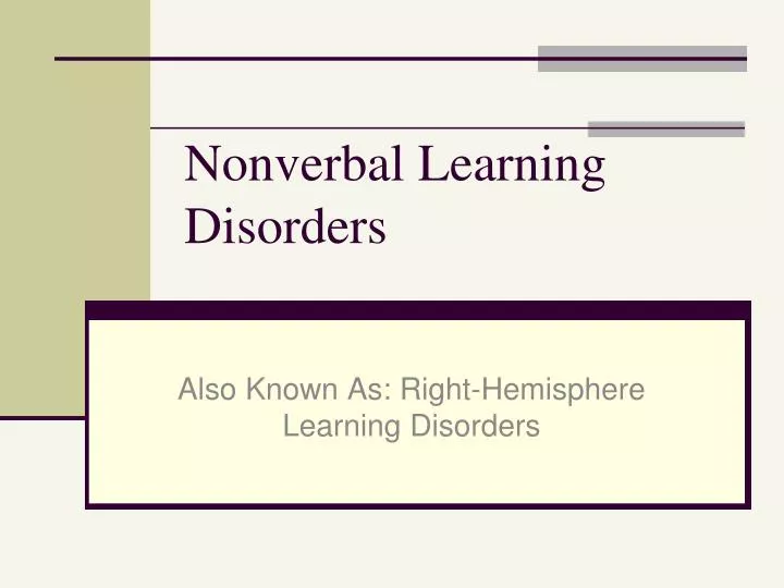 nonverbal learning disorders