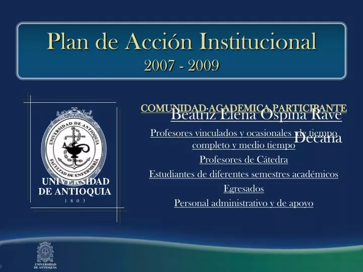 plan de acci n institucional 2007 2009