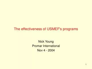 The effectiveness of USMEF's programs