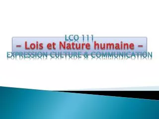 lois et nature humaine