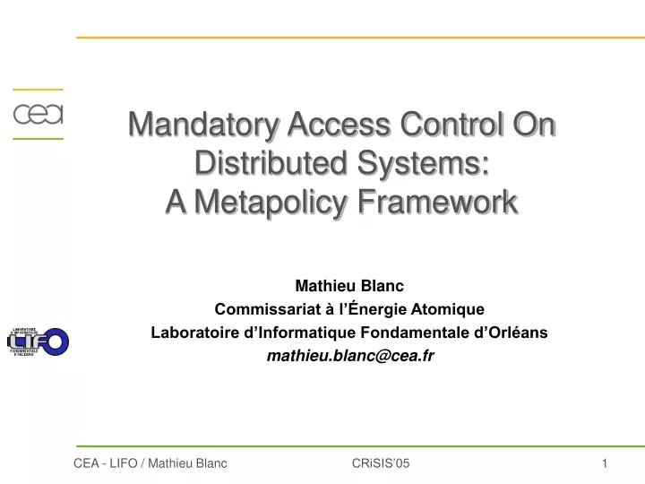 mandatory access control on distributed systems a metapolicy framework