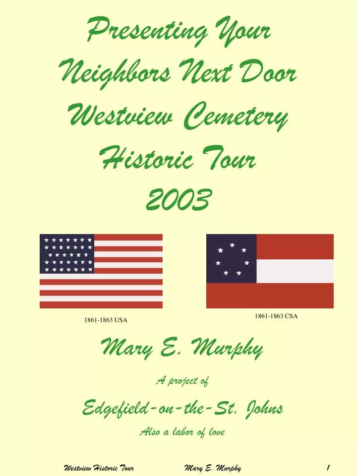 presenting your neighbors next door westview cemetery historic tour 2003