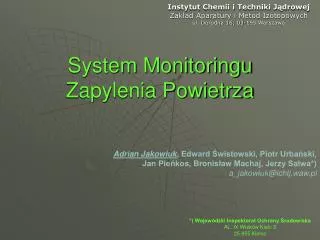 system monitoringu zapylenia powietrza