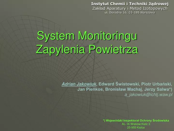 system monitoringu zapylenia powietrza