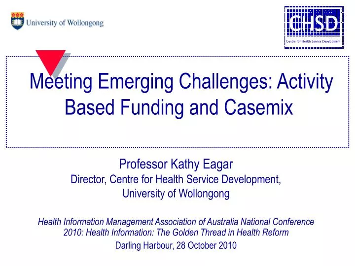 meeting emerging challenges activity based funding and casemix
