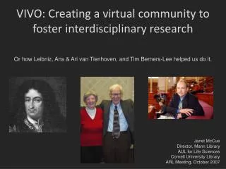 VIVO: Creating a virtual community to foster interdisciplinary research