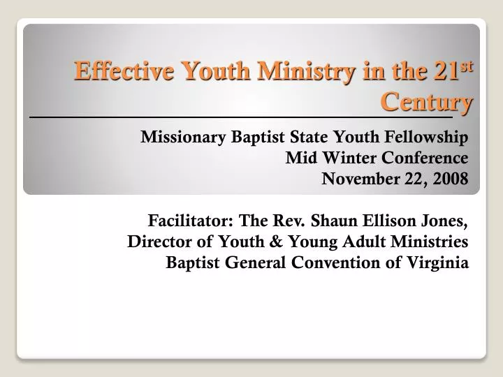 effective youth ministry in the 21 st century