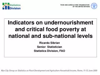 Indicators on undernourishment and critical food poverty at national and sub-national levels