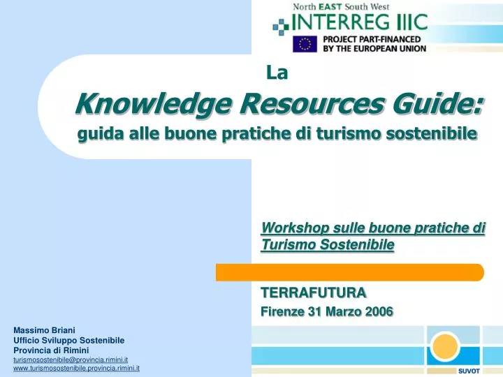 la knowledge resources guide guida alle buone pratiche di turismo sostenibile