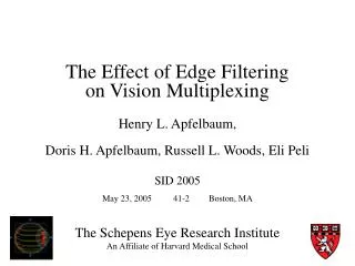 The Schepens Eye Research Institute An Affiliate of Harvard Medical School