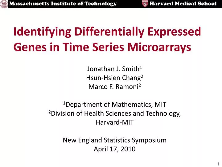 identifying differentially expressed genes in time series microarrays