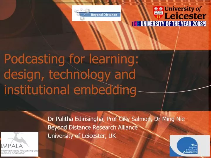podcasting for learning design technology and institutional embedding