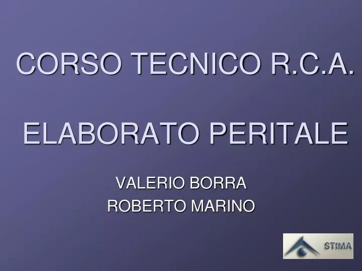 corso tecnico r c a elaborato peritale