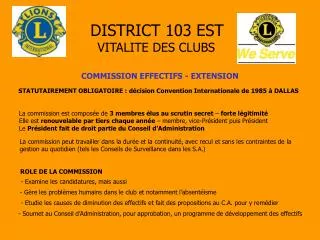 DISTRICT 103 EST VITALITE DES CLUBS