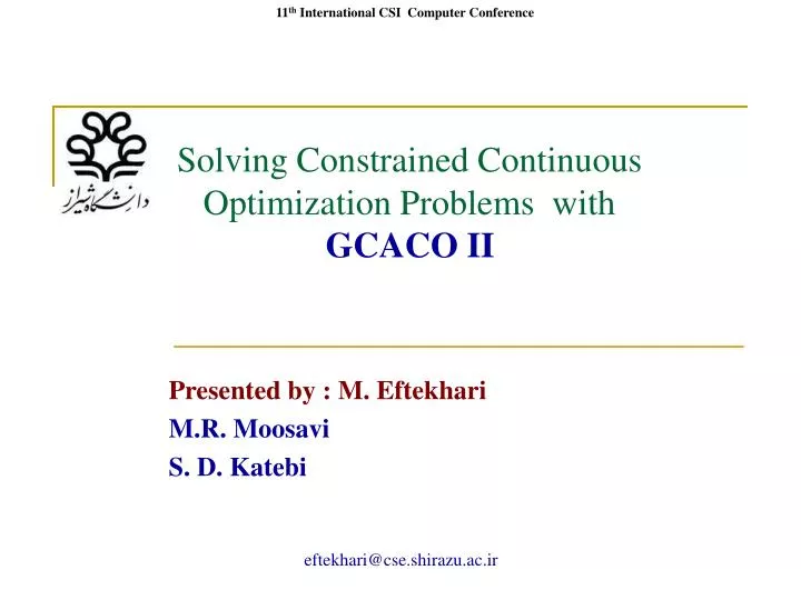 solving constrained continuous optimization problems with gcaco ii