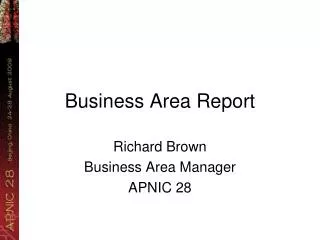 Business Area Report