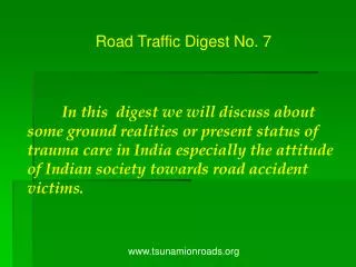 Road Traffic Digest No. 7