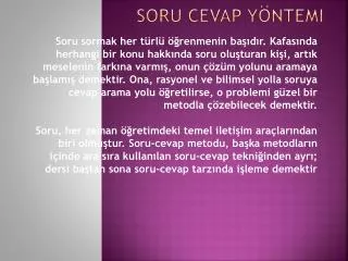 soru cevap y ntemi