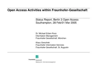 Open Access Activities within Fraunhofer-Gesellschaft