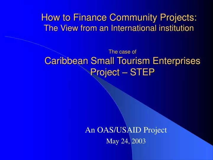 how to finance community projects the view from an international institution